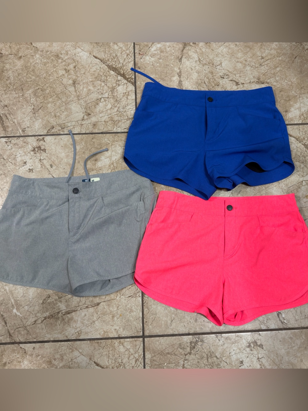 Bundle of 3 Magellan Outdoors Women's Athletic Shorts - Blue, Gray, Pink